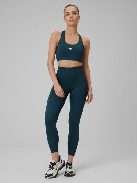 4F Legginsy treningowe szybkoschnące damskie - turkusowe L. Niebieskie legginsy damskie 4F, bez wzorów. Za 119.99 zł.