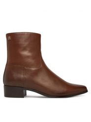 Tommy Hilfiger Botki Leather Ankle Boot W Zip FW0FW09921 Brązowy. Brązowe botki damskie Tommy Hilfiger, bez wzorów, ze skóry, bez obcasa, na płaskiej podeszwie, bez zapięcia. Za 699.99 zł.