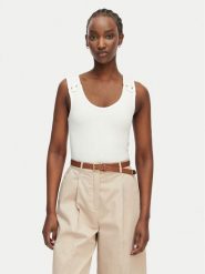 Tommy Hilfiger Top WW0WW52112 Biały Slim Fit. Białe topy damskie Tommy Hilfiger, xxs, bez wzorów, z wiskozy, bez kołnierzyka, bez ramiączek. Za 249.99 zł.