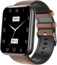 Smartwatch Bemi Bemi SmartWatch Exo Czarny + Pasek Skórzany Jasnobrązowy. Czarne zegarki smartwatch BEMI, bez wzorów. Za 252.43 zł.