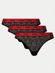 HUGO Komplet stringów 50535265 Czarny. Czarne majtki damskie Hugo, z syntetyku. Za 139.99 zł.