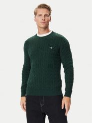 Gant Sweter 8050601 Zielony ciemny Regular Fit. Zielone swetry męskie GANT, l, bez wzorów, bez kołnierzyka, bez ramiączek. Za 619.99 zł.