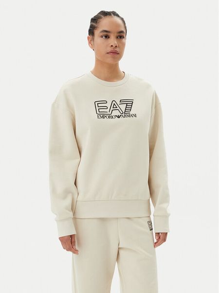 EA7 Emporio Armani Bluza 7W000100 AF10377 U1079 Beżowy Loose Fit. Brązowe bluzy damskie EA7 Emporio Armani, l, bez wzorów, z bawełny, bez ramiączek, bez kaptura. Za 289.99 zł.