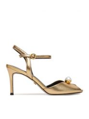 GINO ROSSI Sandały CEO-ROSE-LT2090-2-N Złoty. Żółte sandały damskie Gino Rossi, bez wzorów, ze skóry, bez obcasa, na szpilce, bez zapięcia. Za 429.99 zł.