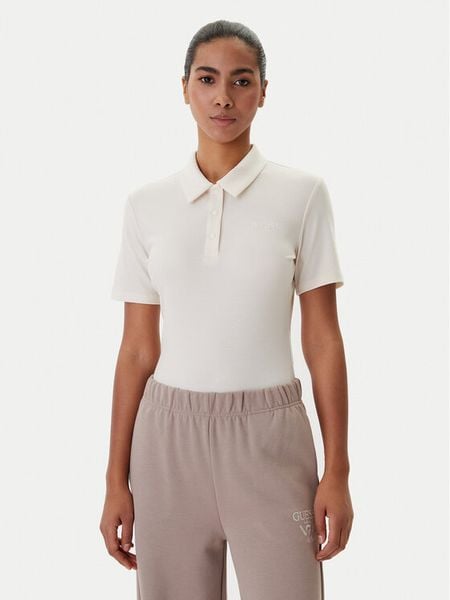 Guess Body V6RP00 KD772 Biały Slim Fit. Białe body Guess, z aplikacjami, z lyocellu. Za 179.99 zł.