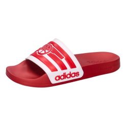 Klapki adilette Arsenal 2025/26. Białe klapki męskie Adidas, bez wzorów, z materiału, bez zapięcia. Za 119.99 zł.