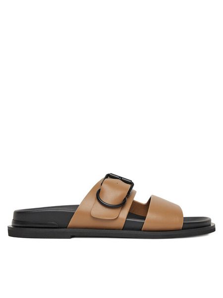 Badura Klapki FLOWER-LT778-93 Brązowy. Brązowe klapki damskie Badura, bez wzorów, ze skóry, bez obcasa, bez zapięcia. Za 188.99 zł.