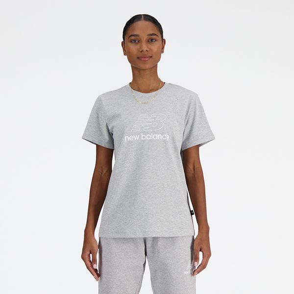 Koszulka damska New Balance WT41816AG – szara. Szare bluzki damskie New Balance, s, bez wzorów, z materiału, eleganckie, bez kołnierzyka, bez ramiączek. Za 69.99 zł.