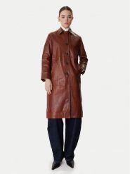 MAX&Co. Płaszcz przejściowy Doppia 2616471021200 Brązowy Regular Fit. Brązowe płaszcze damskie MAX&Co., bez wzorów, ze skóry, bez kołnierzyka, bez kaptura. Za 3,179.00 zł.