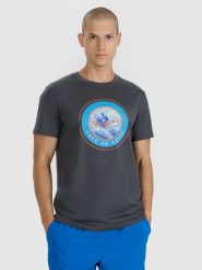 4F T-shirt regular z nadrukiem męski - szary XL. Szare t-shirty męskie 4F, m, bez wzorów, z bawełny, bez kołnierzyka, bez ramiączek. W wyprzedaży za 59.99 zł.