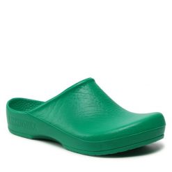 Klapki Birkenstock. Zielone klapki damskie Birkenstock, bez wzorów, bez obcasa, bez zapięcia. Za 319.99 zł.