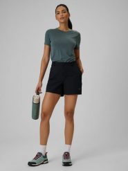 4F Spodenki trekkingowe szybkoschnące damskie - czarne XS. Czarne szorty damskie 4F, bez wzorów, z materiału, wizytowe. Za 149.99 zł.