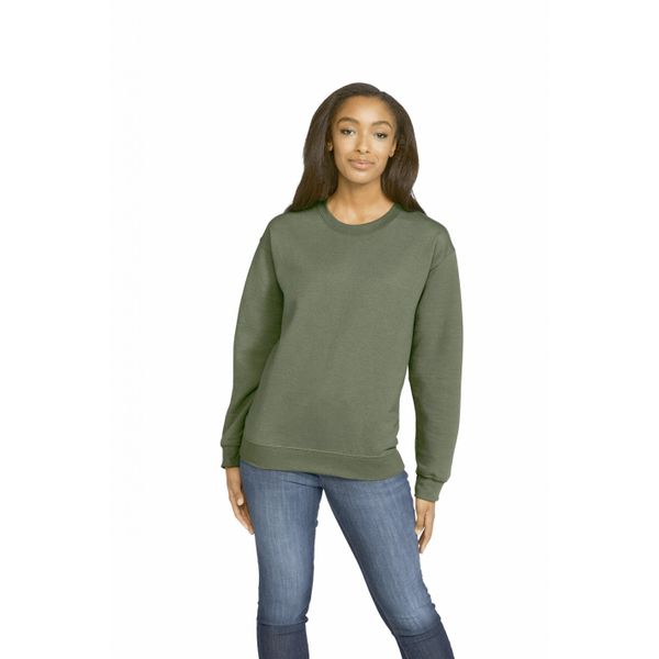 Bluza z okrągłym dekoltem Gildan Midweight Softstyle. Zielone bluzy damskie GILDAN, xl, bez wzorów, z bawełny, klasyczne, bez ramiączek, bez kaptura. Za 92.10 zł.