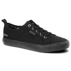 Trampki damskie Big Star, z tekstylną cholewką o ażurowej strukturze sznurowane i z płaską gumową podeszwą zapewniającą stabilność, czarne, JJ274064. Czarne trampki i tenisówki damskie BIG STAR, w ażurowe wzory, z gumy, przed kostkę, bez zapięcia. Za 109.00 zł.