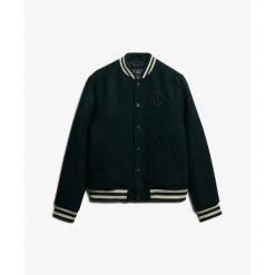 Kurtka puchowa Superdry Bomber en laine Varsity Monogram. Zielone kurtki męskie Superdry, na zimę, m, bez wzorów, z puchu, bez kaptura. Za 599.00 zł.