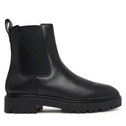 Sztyblety LAUREN RALPH LAUREN. Czarne botki damskie Lauren Ralph Lauren, bez wzorów, bez obcasa, na płaskiej podeszwie, bez zapięcia. Za 879.99 zł.