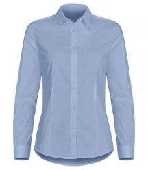 Clique Stretch Shirt L/S Women - koszula stretch z długim rękawem. Niebieskie koszule damskie CLIQUE, l, bez wzorów, z bawełny, bez kołnierzyka, bez ramiączek. Za 200.07 zł.