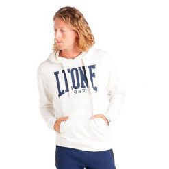 Leone 1947 Apparel Bluzy z kapturem męskie. Białe bluzy męskie LEONE 1947 APPAREL, m, bez wzorów, z bawełny, z kapturem, na fitness i siłownię. Za 147.31 zł.
