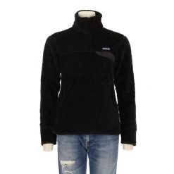 Damska czarna bluza polarowa Snap-T. Czarne bluzy damskie Patagonia, l, bez wzorów, z materiału, sportowe, bez ramiączek, bez kaptura. Za 255.56 zł.