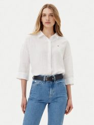 Tommy Hilfiger Koszula WW0WW46169 Biały Loose Fit. Białe koszule damskie Tommy Hilfiger, bez wzorów, ze lnu, bez kołnierzyka, bez ramiączek. Za 309.99 zł.