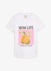 T-shirt 2 w 1 na okres ciąży i do karmienia z bawełny organicznej, oversize. Białe t-shirty damskie bonprix, bez wzorów, z bawełny, bez kołnierzyka, bez ramiączek. Za 37.99 zł.