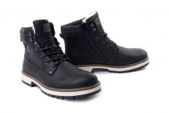 RIEKER TEX F8301-00 black, trzewiki męskie. Czarne botki męskie Rieker, na zimę, bez wzorów, z wełny, bez obcasa, bez zapięcia. Za 619.90 zł.