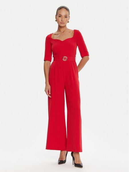 Rinascimento Kombinezon CFC0125323003 Czerwony Wide Leg. Czerwone sukienki damskie Rinascimento, s, bez wzorów, z syntetyku, bez kołnierzyka, bez ramiączek. Za 389.99 zł.