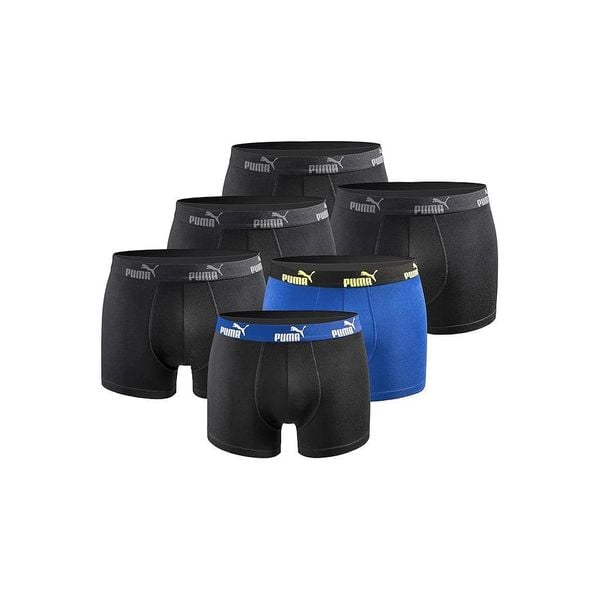 Bokserki majtki męskie Puma 6-Pack. Niebieskie bokserki męskie Puma, bez wzorów, z bawełny. Za 149.00 zł.