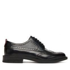 Półbuty HUGO. Czarne buty wizytowe męskie Hugo, bez wzorów, bez obcasa, bez zapięcia. Za 629.99 zł.