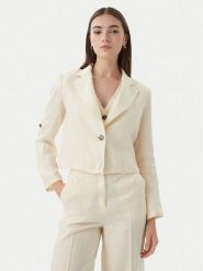 Marella Marynarka Papiro 2615041042 Écru Regular Fit. Białe marynarki i żakiety damskie Marella, bez wzorów, ze lnu, bez kołnierzyka, bez ramiączek. Za 779.99 zł.