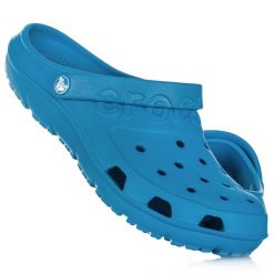Klapki sportowe Crocs CROCBAND. Niebieskie klapki męskie Crocs, bez wzorów, bez zapięcia. W wyprzedaży za 89.00 zł.