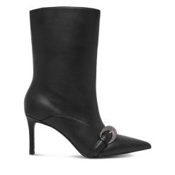 Botki Eva Minge. Czarne botki damskie Eva Minge, bez wzorów, bez obcasa, na szpilce, bez zapięcia. Za 579.99 zł.