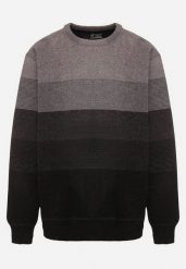 Jasnoszary Sweter z Wełną w Paski Ettarine. Szare swetry męskie Born2be, m, bez wzorów, z jeansu, eleganckie, bez kołnierzyka, bez ramiączek. Za 89.99 zł.