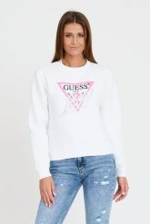 GUESS Biała bluza Cn Icon. Białe bluzy damskie Guess, s, z aplikacjami, bez ramiączek, bez kaptura. W wyprzedaży za 326.99 zł.