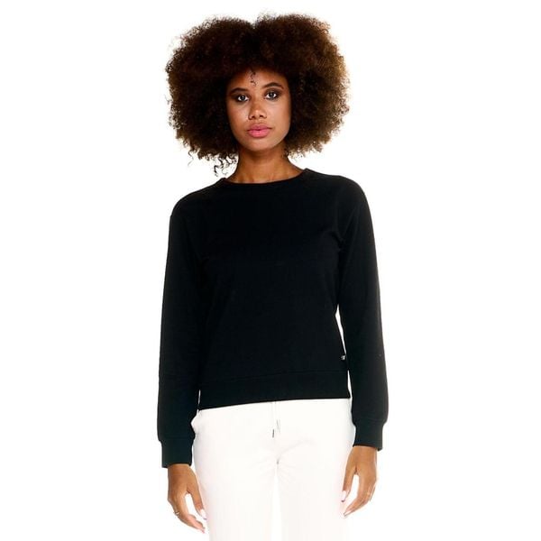 Damski sweter Leone Basic z okrągłym dekoltem. Czarne swetry nierozpinane damskie LEONE 1947 APPAREL, l, bez wzorów, z tkaniny, sportowe, bez kołnierzyka, bez ramiączek. W wyprzedaży za 139.75 zł.