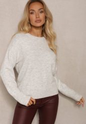 Jasnoszary Sweter z Domieszką Wełny Torissia. Szare swetry nierozpinane damskie Renee, na zimę, bez wzorów, z wełny, casualowe, bez kołnierzyka, bez ramiączek. Za 139.99 zł.
