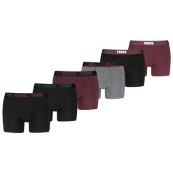 Puma bokserki męskie 6-pack Black / Burgundy / Grey. Czerwone bokserki męskie Puma, bez wzorów, z bawełny. W wyprzedaży za 286.22 zł.