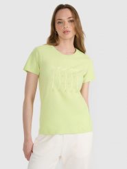 4F T-shirt regular z nadrukiem damski - żółty L. Żółte t-shirty damskie 4F, l, bez wzorów, z bawełny, klasyczne, bez kołnierzyka, bez ramiączek. W wyprzedaży za 39.99 zł.