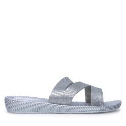 Klapki JENNY. Szare klapki damskie Jenny, bez wzorów, bez obcasa, bez zapięcia. Za 39.99 zł.