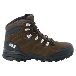 Buty trekkingowe męskie Jack Wolfskin Refugio Texapore Mid. Brązowe trekkingi męskie Jack Wolfskin, z materiału, za kostkę, bez zapięcia. Za 722.00 zł.