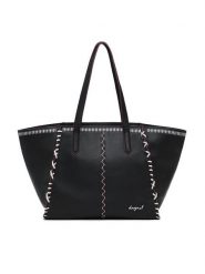 Desigual Torebka 25WAXP95 Czarny. Czarne shopperki damskie Desigual, bez wzorów, ze skóry, bez dodatków. Za 259.99 zł.