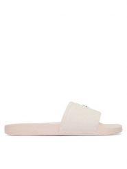 Calvin Klein Klapki Ess Slide Canvas Hdw HW0HW02960 Beżowy. Brązowe klapki damskie Calvin Klein, bez wzorów, z materiału, bez obcasa, bez zapięcia. Za 189.99 zł.