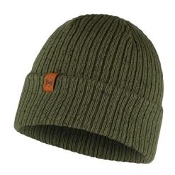 Czapka ciepła z wełną knitted Kort. Zielone czapki damskie Buff, bez wzorów, z wełny. Za 98.99 zł.