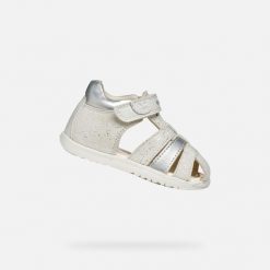 Sandały GEOX B SANDAL MACCHIA GIR Beżowy. Białe sandały męskie Geox, na lato, bez wzorów, ze skóry, bez zapięcia. Za 226.99 zł.
