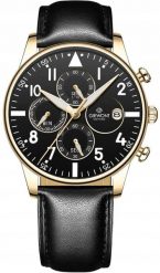 Zegarek Giewont Zegarek Męski Chronograph Sapphire Czarno Złoty GW5630-A4. Czarne zegarki męskie Giewont, bez wzorów, złote. Za 213.34 zł.