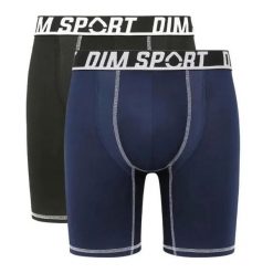 Zestaw 2 Bokserów Długich DIM Microfibre Sport. Czarne bielizna sportowa męska DIM, m, bez wzorów. Za 230.50 zł.