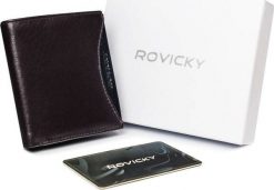 Rovicky Kup Przydasie ROVICKY Mały portfel męski z naturalnej skóry licowej ze schowkiem na suwak Rovicky. Portfele męskie ROVICKY, bez wzorów, ze skóry. Za 114.59 zł.