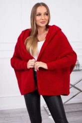 Sweter z kapturem i rękawami typu nietoperz czerwony. Czerwone swetry nierozpinane damskie KESI, l, bez wzorów, z poliesteru, bez kołnierzyka, plus size, bez ramiączek. Za 123.43 zł.