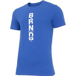 T-shirt męski TSM251 - niebieski. Niebieskie t-shirty męskie 4F, m, bez wzorów, z materiału, bez kołnierzyka, bez ramiączek. W wyprzedaży za 29.99 zł.