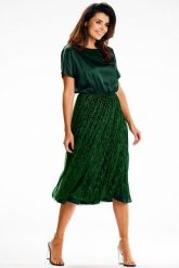 Elegancka sukienka midi z kimonowym rękawem zielona. Zielone sukienki damskie Awama, s, bez wzorów, eleganckie, bez kołnierzyka, bez ramiączek, midi. Za 399.00 zł.